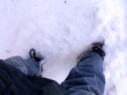 The snow is only a few inches deep.